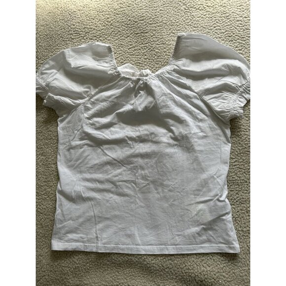 J.Crew Top Womens Short Sleeve Woven Mix Tie-Back Shirt White Size S - Picture 6 of 10